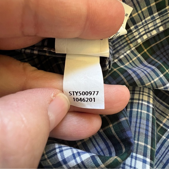 LL Bean Blue Green White Plaid Traditional Fit Button Up Shirt Men’s Large Tall - Picture 5 of 5
